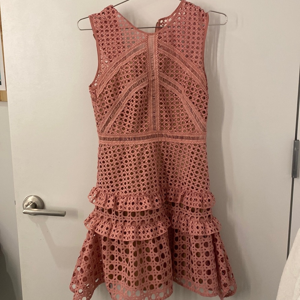 Self Portrait Lace Mini Dress Blush Pink XS